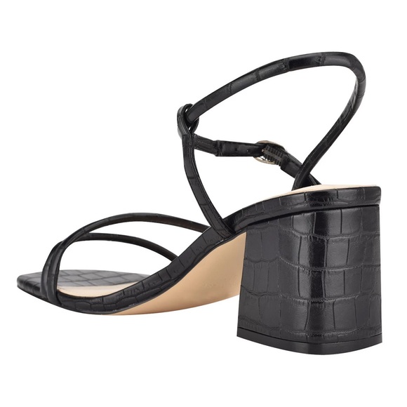 Nine West Grayce faux croc strappy chunk heel square toe shoes size 8 - Picture 12 of 12